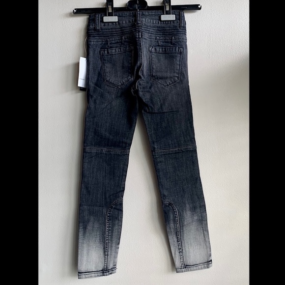VINCE Girls Black Moto Style Distressed Ombré Denim Jeans SIZE 7 NWT - Picture 5 of 12